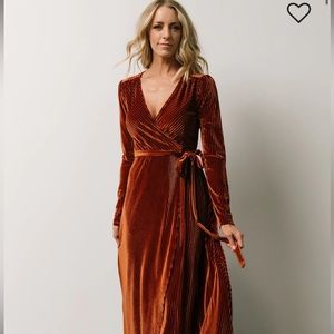 Baltic born velvet wrap bridesmaid dress